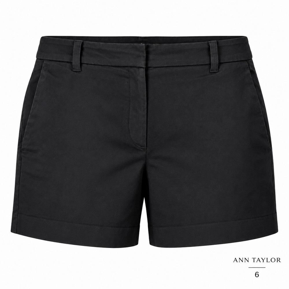 Ann Taylor The City Short Womens Size 6 Black Cotton Stretch Chino Shorts 4"
